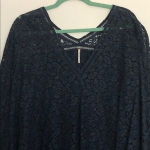 Navy Blue Free People Lace Tunic